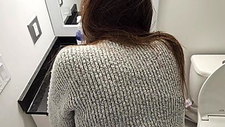 Petite Student Moans in Toilet