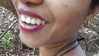 Indian Bhabhi Deep Throat Blowjob in Forest - Desi Village Wife Sucks Dick Hard