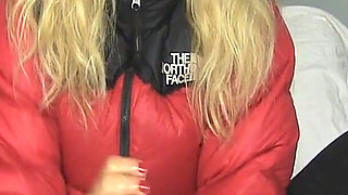 Charlee Chase Red Puffy Jacket Handjob