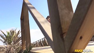 I found her on a nudist beach and screwed her - faux cop