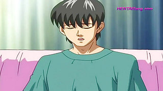Busty MILF fucks the horny boy hard while bouncing her huge tits all over his filthy face! HENTAI UNCENSORED