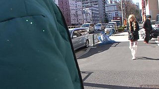 Japanese goddess Rina Aina rocks fishnets and boots in HD