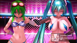 mmd r18 3d hentai Miku & GUMI "Destination Calabria milf big tits animation lesbian animation