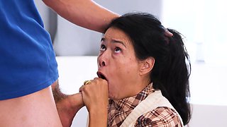 Dana Vespoli, the hot milf, fucks with a young man and swallows his cum.