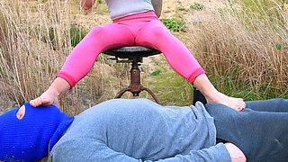 Outdoor Foot Worship and Ballbusting, Amateur Femdom Jozi Trampling