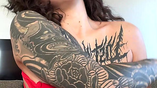 Hot Red Bodysuit Harness Girl Teases Legs, Tits and Ass in Heels