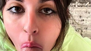 ShesNew Amateur brunette girlfriend POV blowjob handjob