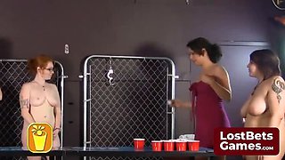 Lost Bet Lesbian Spanking Game with Zayda J & Kat Lixx - Big Tits Teen Gets Stripped