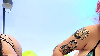 4K Big Boobs Ballons Popping After Party in Bikini