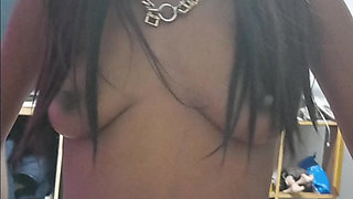 Black Girl Loves to Ride Black Man Cock in Purple High Heels