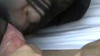 Black nylon fantasy blow job and cum