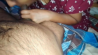 Indian boy's girlfriend puts his penis in her mouth