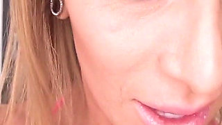 Big tits MILF Makayla Cox POV blowjob deepthroat and cum swallow