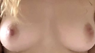 Handjob amateur blonde MILF and teen tug lucky dudes cock
