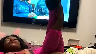 Busty ebony slut get creampie after hard missionary pounding