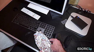 Tattooed Blonde Sucks Throbbing Cock Drooling Spit Everywhere