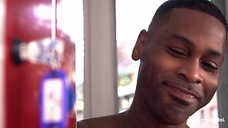 Alluring blonde experiences intense interracial bukkake with massive black dick now