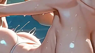 Gol Lady Reze Hard Anal Sex in the Pool