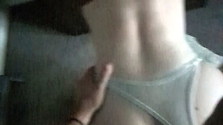 Blonde bitch fucked from behind in mirror