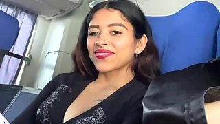 Steamy latina has lots of fun with her boyfriend's cock on a public bus