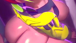 Thicc Big Breast Fat Ass Colorful Slut Gets Hard Backshots with Creampie