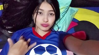 Mexican babe in a Japanese uniform with big tits gets it anally