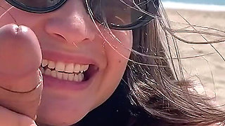 Fans Peeping Me Giving a Blowjob on a Public Nudist Beach