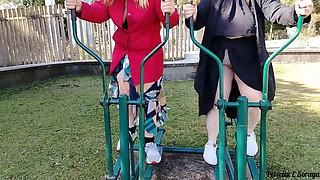 My Stepmother and Stepsister Asked Me to Record Them Showing off Outside While Exercising