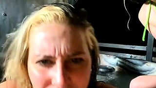 Blonde and brunette lesbians stripping and making out