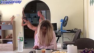 Stepdaughter Hiding in Fridge Almost Gets Caught Cheating With Stepdad - Lisa Fox Anal Creampie