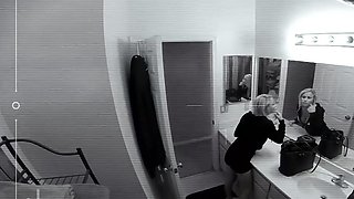POV DT with a buxomy ash-blonde woman