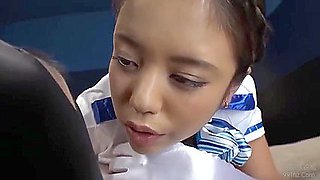 She squirts with a footjob and handjob using pantyhose, and then she gets fucked.