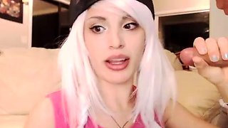 Blonde massage babe giving a handjob to her client HD