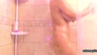 stepmom's big tits (shaving foaming in shower)