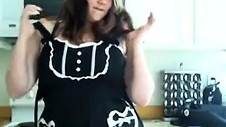 Big-Titted BBW Amateur's Solo Kitchen Cam Show