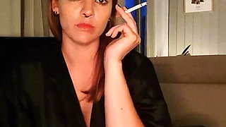 Smoking in Black Lingerie