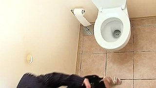 Skinny brunette MILF sucks and fucks a big cock