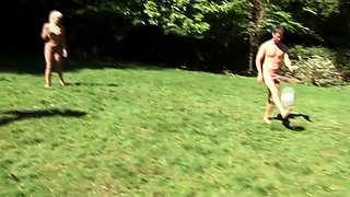 Hot group sex in outdoors by pool