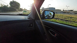 Sexy mature in short skirt and heels teases her driver in public on the way to the office. First part.