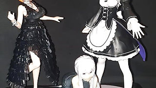 bath and bukkake at the sex shop for Rem, Emilia and Ichika