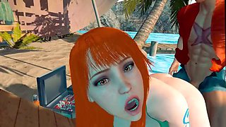 Nami relieving stress at the beach - 3D Animation by VirtualHeaven