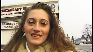 Stunning brunette babe seducing her pussy with vibrator in the bathroom