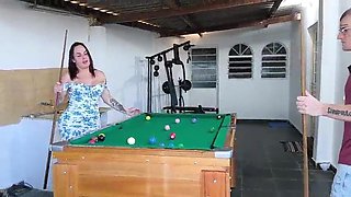 He lost at billiards and had to give his booty away.