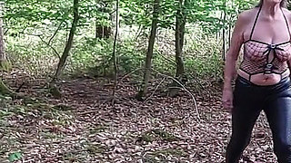 Granny Is Masturbating in the Woods!
