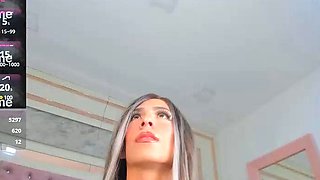 Shemale tranny enjoying solo masturbation