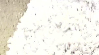 Petit ebony teen Temple Welch POV blowjob and cum swallow