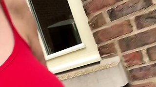Euro blonde amateur fucks POV outdoor