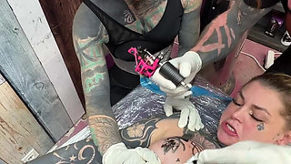 Tattooed Girl Gets Her Titties Inked Then Rides Cock & Takes Anal