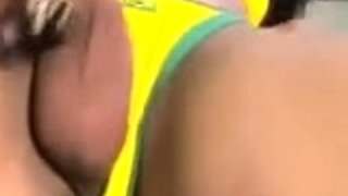 Trans girl fingering and jerking off on the bed