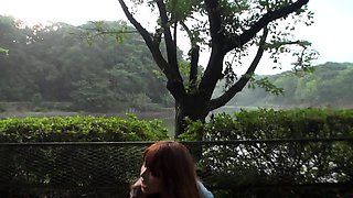 Outdoor handjob on beach with cumshot